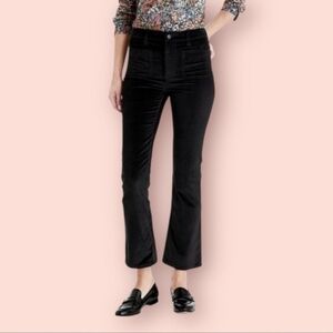 J. Crew Billie Demi Boot Crop Black Velvet Pant Size 32T 32 Tall Patch Pockets